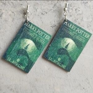 MODCLOTH WOODEN HARRY POTTER & THE CHAMBER OF SECRETS BOOK EARRINGS